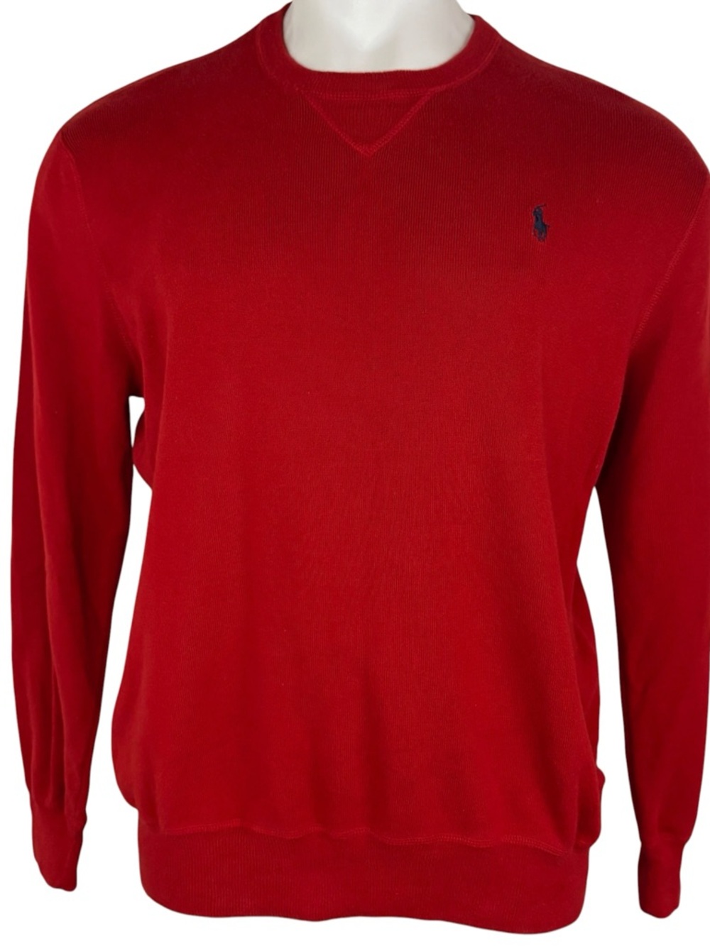 Vintage Polo Ralph Lauren Knit Crew Neck Sweater Men's XL Red 100% Cotton 416